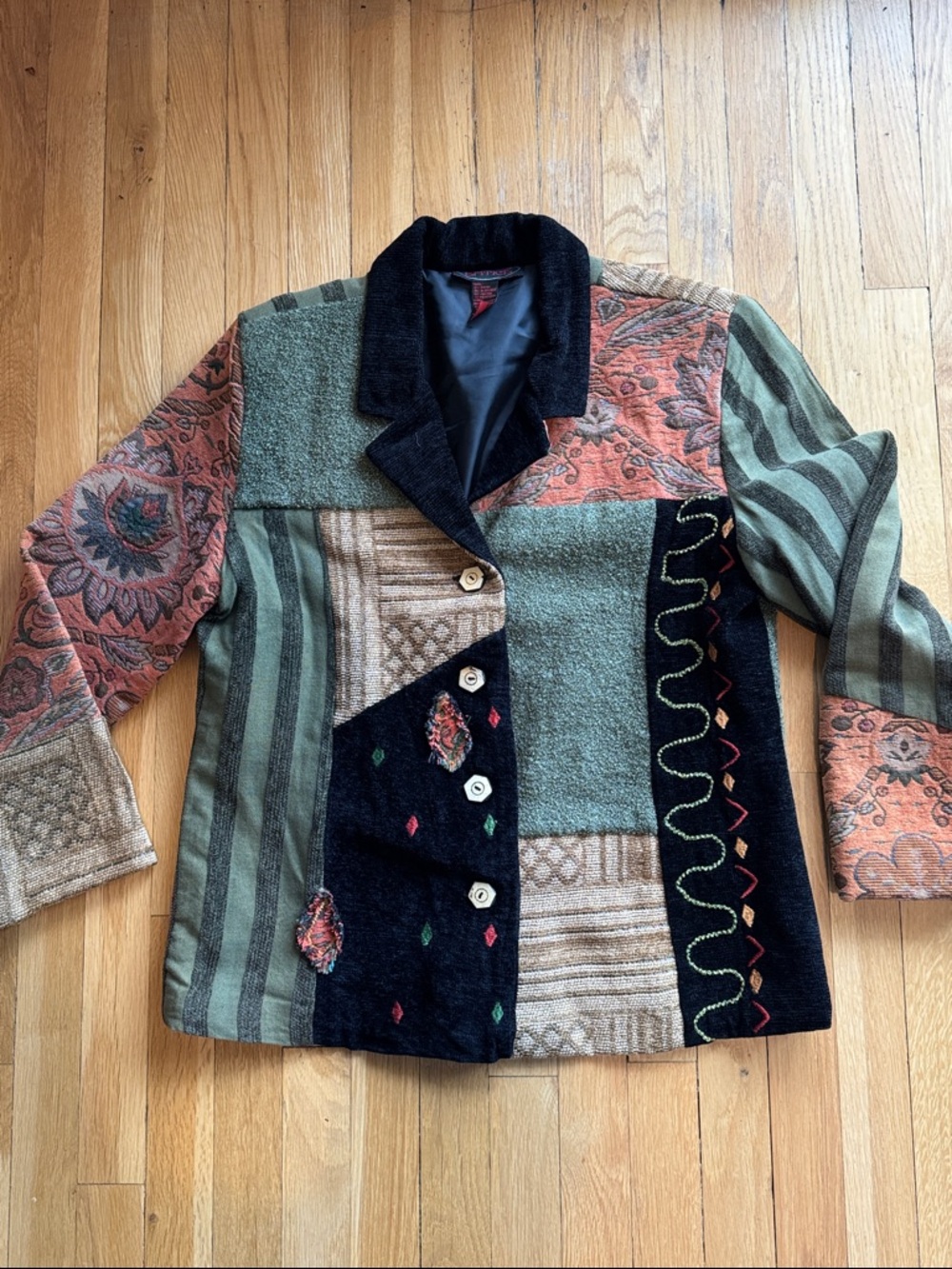 90’s Entice Patchwork Mixed-Pattern Jacket